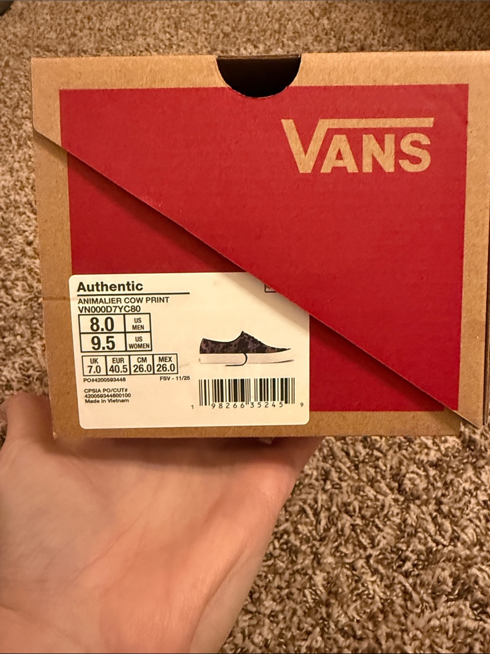Vans Authentic Sneakers - Black and White Cow Print